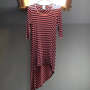 Hi low dress with stripes
